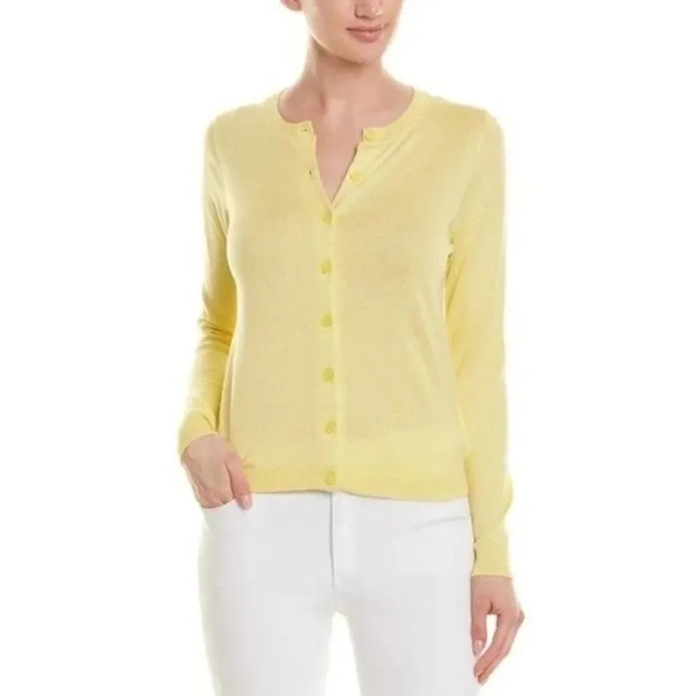 JOULES Sweater Womens US 12 Yellow Vibrant Louisa Cardigan Button Down Knitwear - Picture 1 of 10
